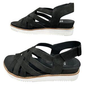 Eileen Fisher Black Suede Leather Strappy Platform Sandals Size 7.5